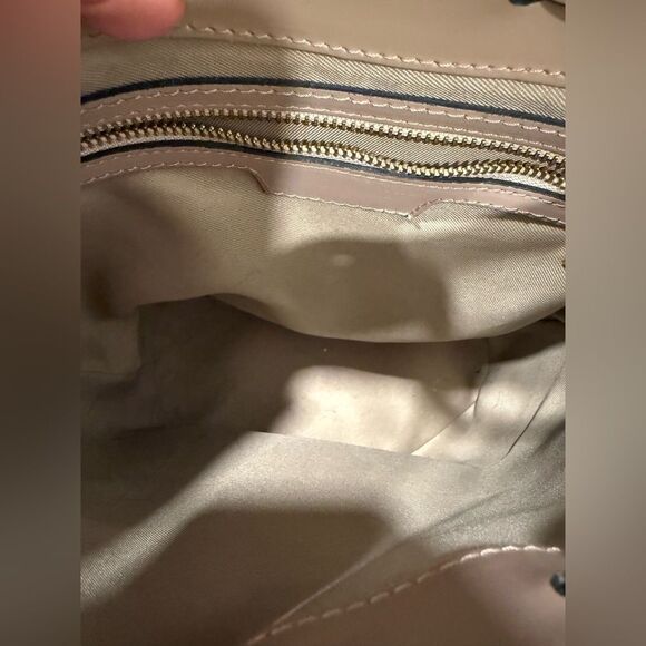 Camelia Roma Taupe Leather Bucket Bag Nude Red Interior - Picture 6 of 10